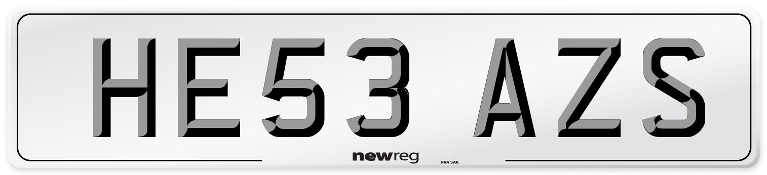 HE53 AZS Number Plate from New Reg